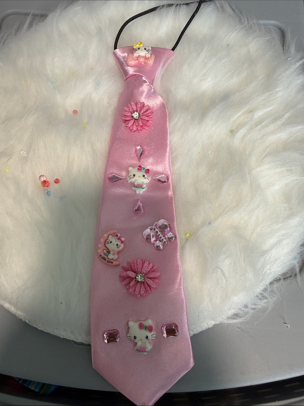 Pink Satin Kids' Decorative Tie with Cute Charms